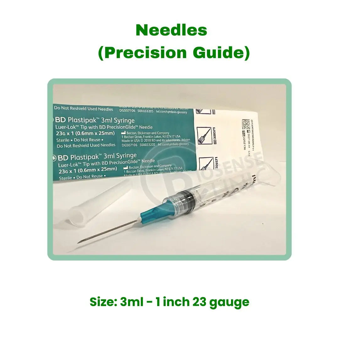Purchase Quality Needles (Precision Glide) 1 inch, 5/8 inch, or 1/2 inch at BuyB12Injection.com.