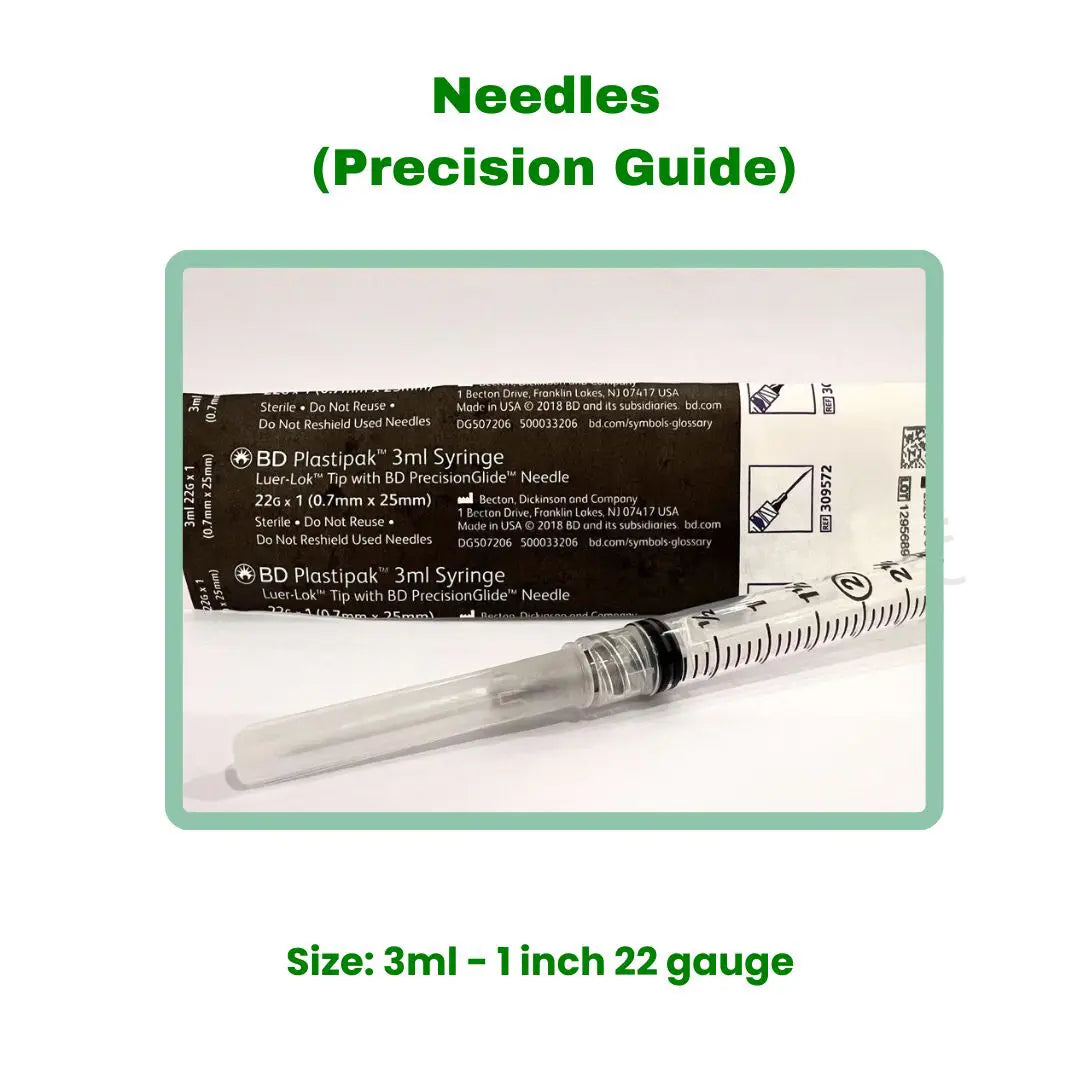 Purchase Quality Needles (Precision Glide) 1 inch, 5/8 inch, or 1/2 inch at BuyB12Injection.com.
