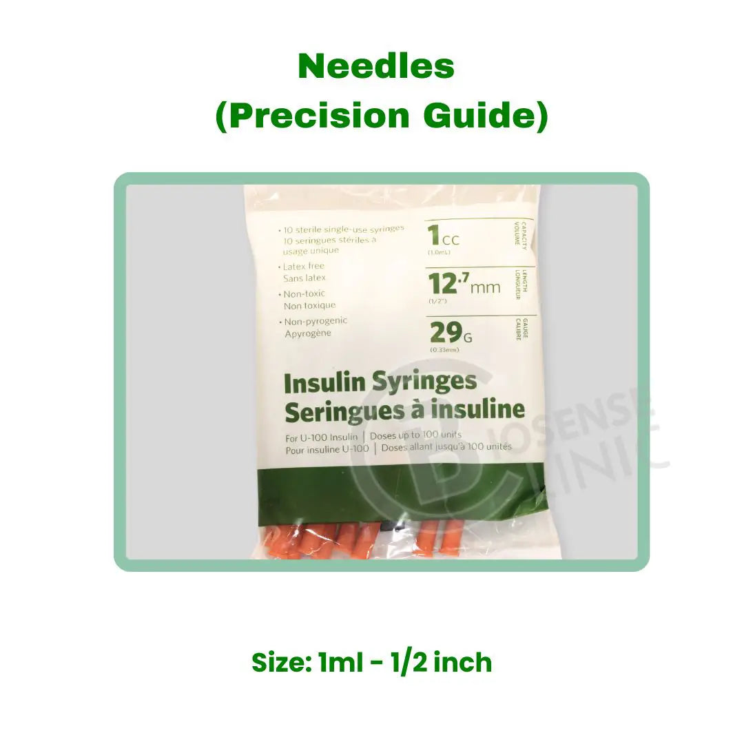 Purchase Quality Needles (Precision Glide) 1 inch, 5/8 inch, or 1/2 inch at BuyB12Injection.com.