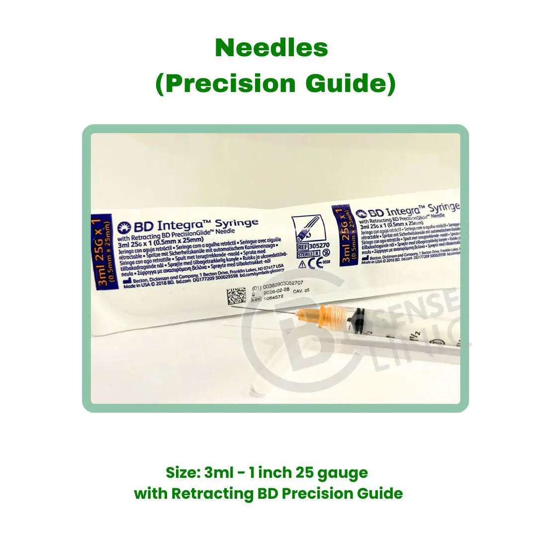 Purchase Quality Needles (Precision Glide) 1 inch, 5/8 inch, or 1/2 inch at BuyB12Injection.com.