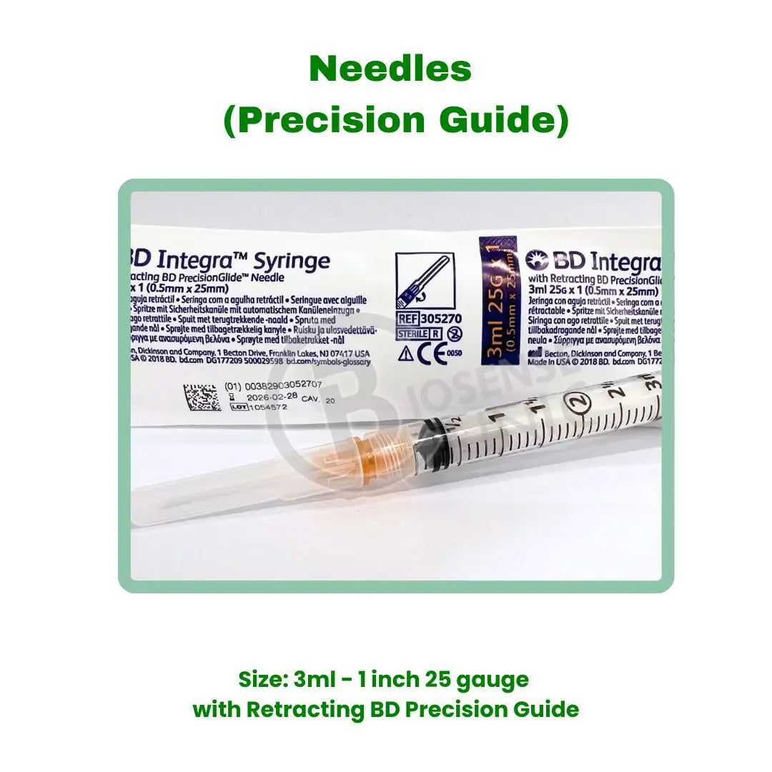 Purchase Quality Needles (Precision Glide) 1 inch, 5/8 inch, or 1/2 inch at BuyB12Injection.com.
