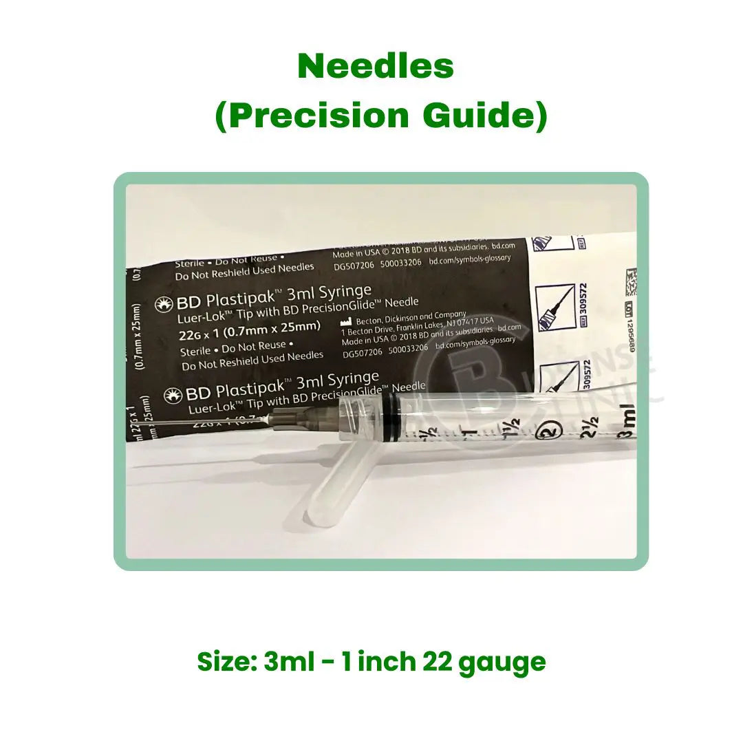 Purchase Quality Needles (Precision Glide) 1 inch, 5/8 inch, or 1/2 inch at BuyB12Injection.com.